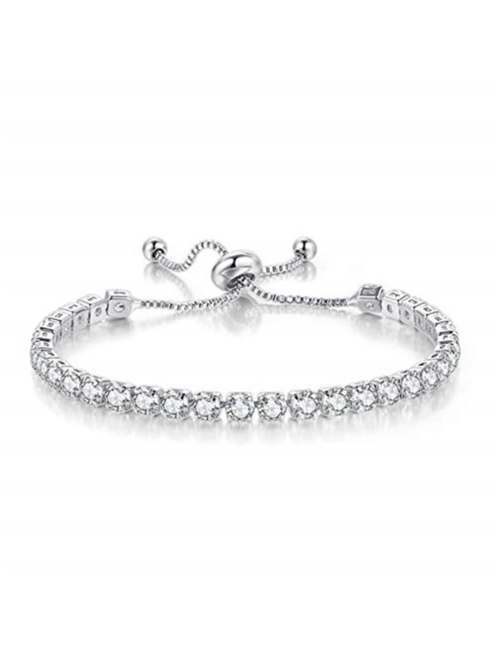 Tennis Bracelet Cubic Zirconia Adjustable Silver Plated Women Fashion Jewelry